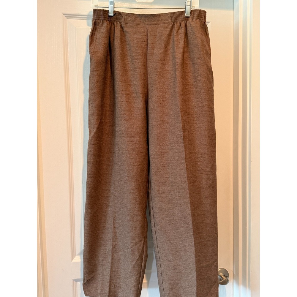 Alfred Dunner Elastic Waist Casual Pants Brown Size 14 Washable 29" Long